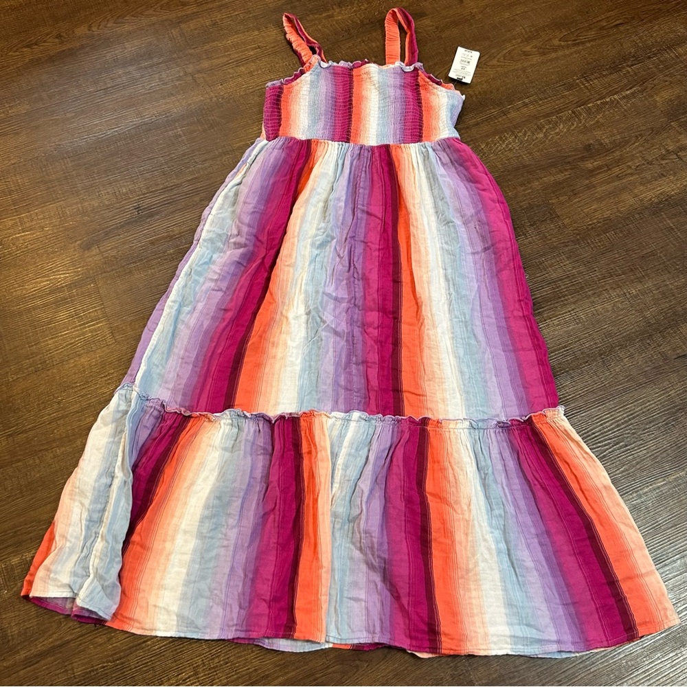 Terra & Sky Multicolor Smocked Tiered Striped Plus Size Dress Size 0X (14W)